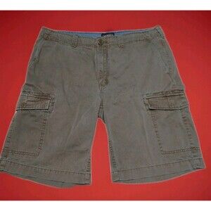 Cremieux Men's Green Cargo Shorts Size 36 Premium Denim NICE Pockets Olive 36W